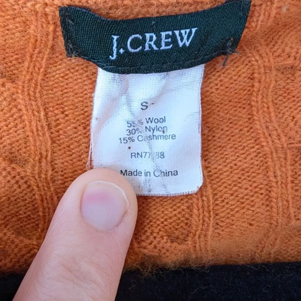 J.Crew Wool Cashmere blend cable knit crew neck sweater size Small